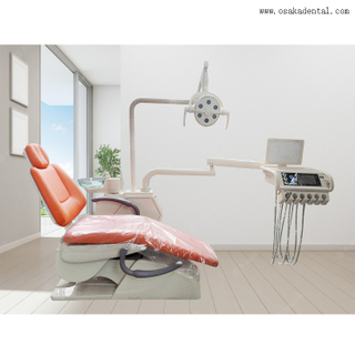Chaise dentaire de haute qualité avec couleur orange et un tabouret de dentiste