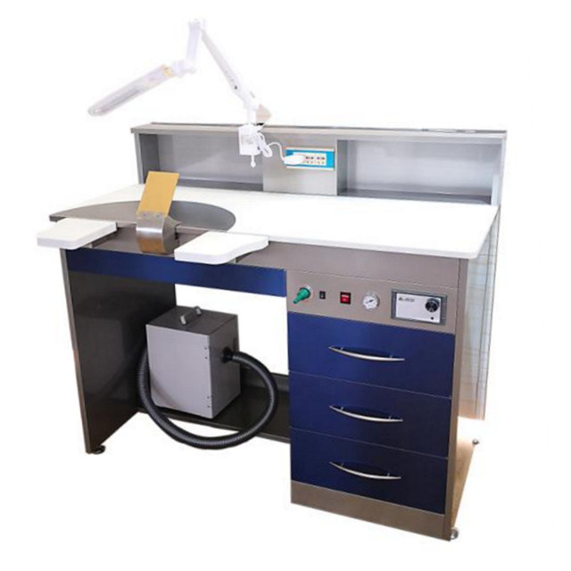Poste de travail dentaire en acier inoxydable pour personne célibataire avec table acrylique et vide à l'air